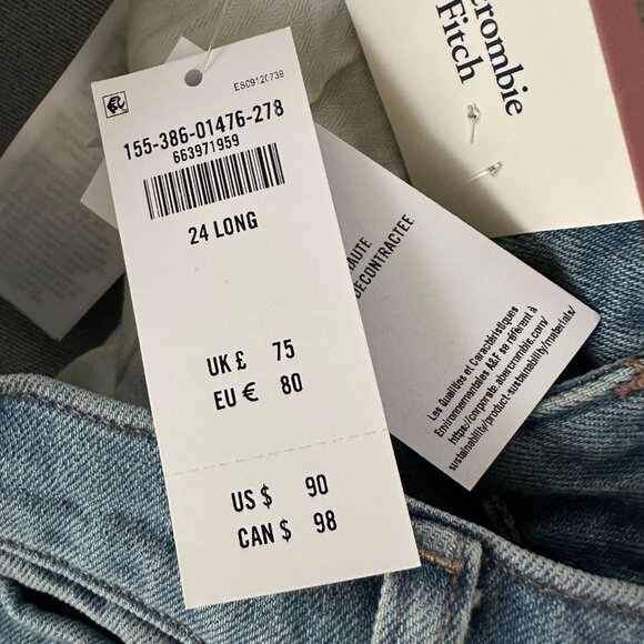 NWT Abercrombie & Fitch 24 Long Tall 90s Relaxed Fit Straight Leg Jeans - Picture 4 of 9